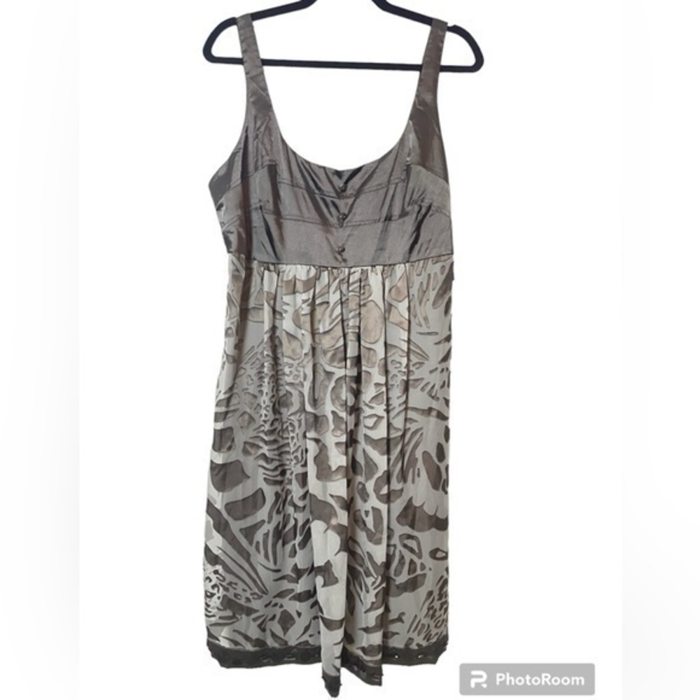 NWT Nicole Miller Beautiful FairyCore  Coquette Silver Gray Floral Dress Size 14
